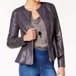 Thalia Sodi Faux Leather Jacket Gray XL
